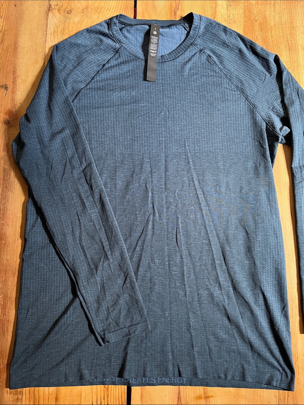 LULULEMON L Navy Metal Vent Tech Long Sleeve Shirt Seamless Breathable Mesh